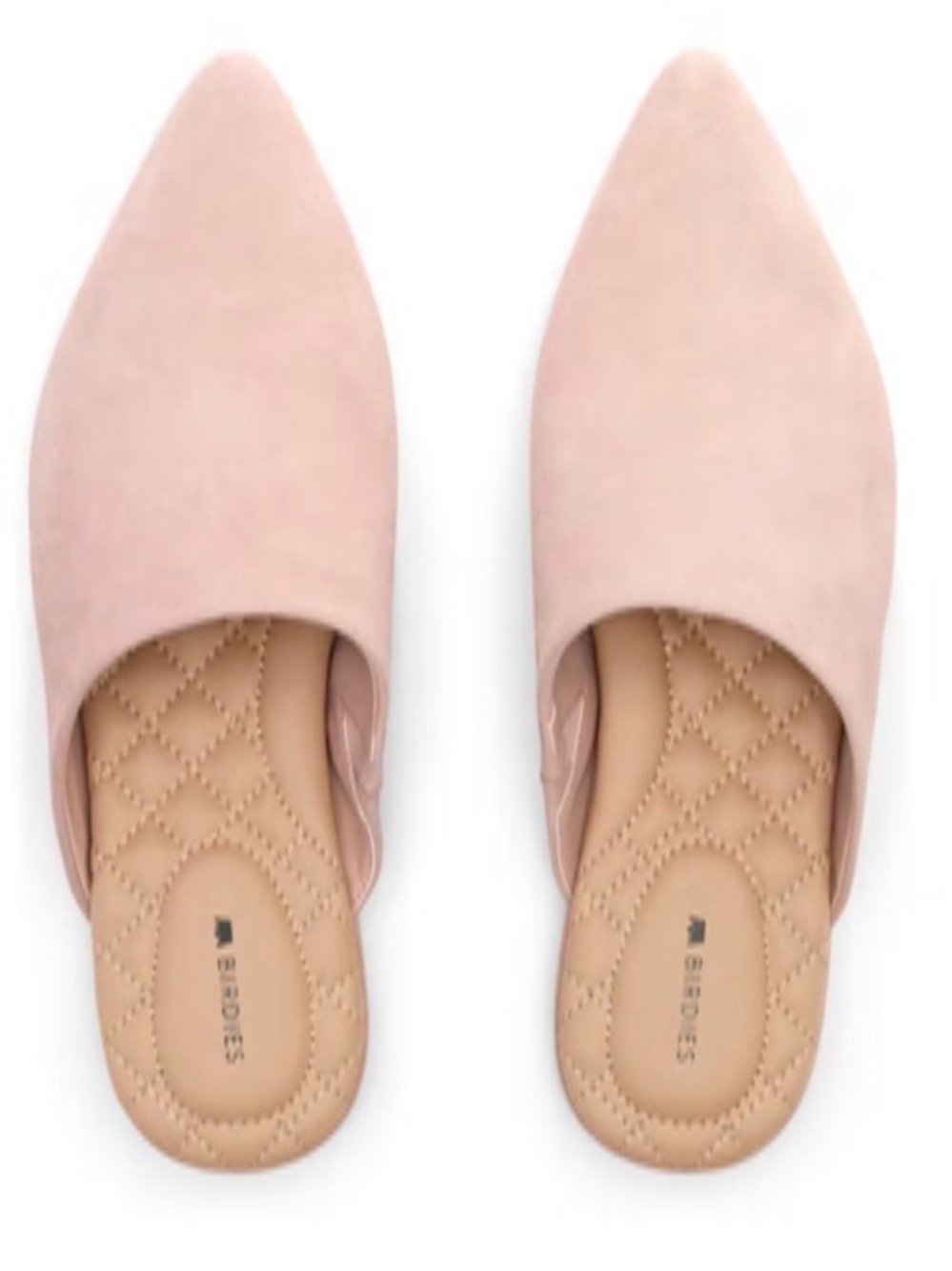 Birdies The Lark in Pale Pink Chiffon Suede Pointed-Toe Slip-On Mules - 7